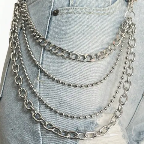 Hip Hop Punk Metal Multi Layer Waist Chain, Unisex Jeans Accessory, Body Chain Accessory, Fashionable Pants Chain for All Seasons, Perfect for Daily Wear &