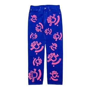 Denim Tears x Bstroy Levi’s 501 Cotton Wreath Logo Jeans Blue Pink