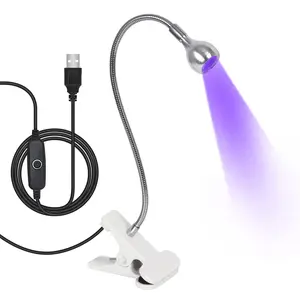 U V Nail Lamp,Sliver 3W U V Light for Nails 35NM U V Gel X Nail Lamp with Gooseneck and Clamp for Gel Nail (AA-Silver), Nail Art Tool for Home & Salon Use