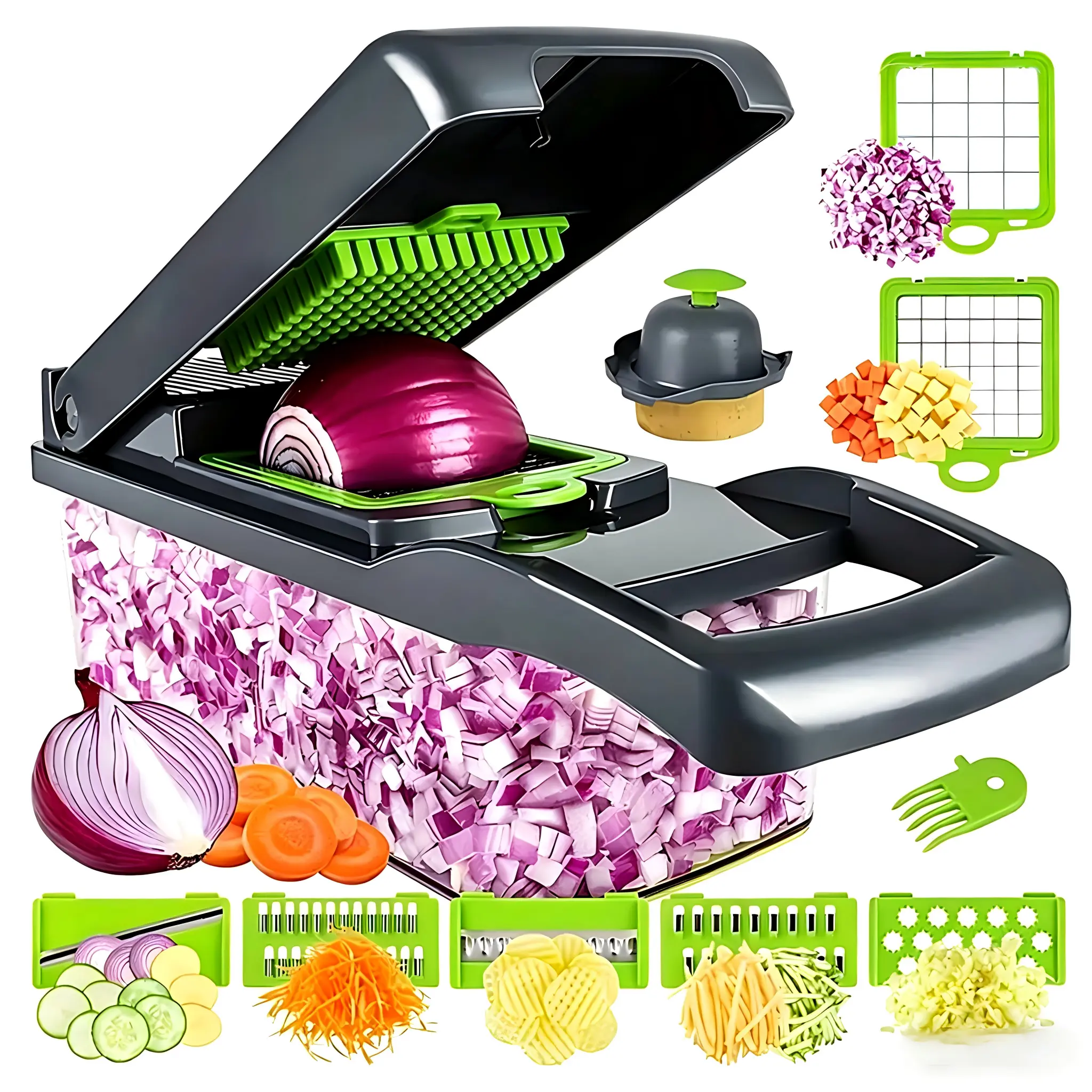 Multifunctional Vegetable Chopper, Durable Vegetable Slicer, Garlic Chopper, Onion and Potato Grater, Kitchen Accessories, Veggie Chopper, Fruit and Vegetable Slicer，Slicer & Grater for Kitchen, Pro Veggie Cutter with Multiple Blades