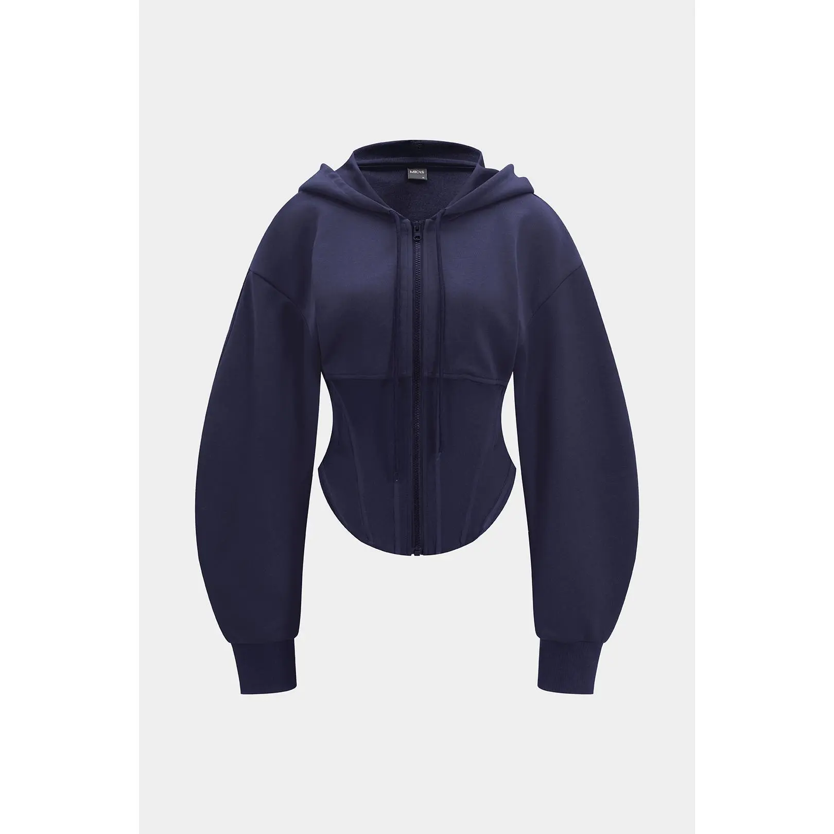 Zipper Drawstring Corset Hoodie