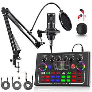 Professional Wireless Live Audio Podcast Equipment, Microphone Set, Streaming Mixer, BT Connection, Suitable for Mobile Phone, Computer, Laptop, Live Streaming
