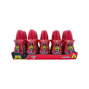 Lucas Panzon Watermelon Flavored Lollipop with Chamoy Flavored Liquid Candy, 10 Pieces, Mexican Candy, Dulces Mexicanos, Sandia, Spicy, Sweet