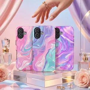 Pastel Marble 2D Printed Glossy Tough Phone Case 11 to 17 series S23 to S25 - Liquid Swirl Abstract Protect Phone Case - Dreamy Coquette Aesthetic Gift for Cases For 11 12 12Pro 12 Promax 13 14 15 16 17Pro