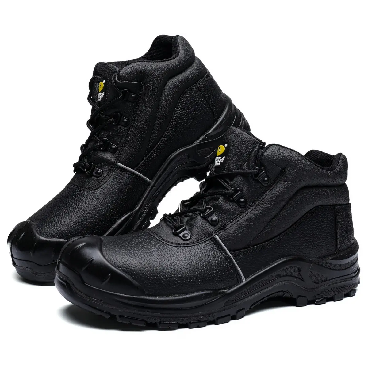 Men's Closed Leather Steel Toe Work Boots - Waterproof, Puncture-Proof, Slip-Resistant Safety Footwear with Rugged Tread for Industrial Construction Workers, Steel Toe Workshoes, Round Toe