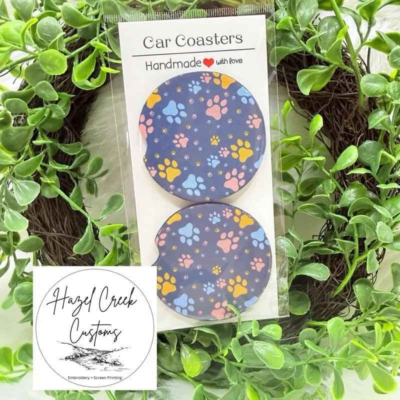 Colorful Puppy Dog Paws Car Coasters