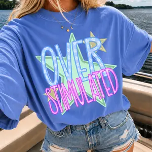 Comfort Colors shirt, Overstimulated Shirt, Women's Shirt, Overstimulated Silly Tees, Star Trendy Shirt, Comfort Colors Graphic Tee, Womens Oversized Shirt, Trendy Summer Tee, Graphic Shirt for her