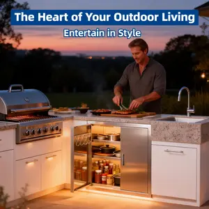 Cxforste Outdoor Kitchen Doors - 24" x 24" Outdoor Kitchen Cabinets, 304 Stainless Steel Doors for Outdoor Kitchens with Handles BBQ Access Door, for BBQ Island, Grilling Station, Outside Cabinet，Outdoor Kitchen Renovation ，Courtyard Barbecue Equipment
