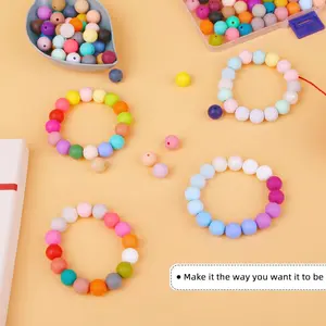 300pcs Silicone Beads for Keychain Making Kit 60  Focal Rubber Round Mixed Silicone Beads Bulk for Pens, DIY Keychain,Necklace Bracelet Making Kit, Jewelry,Art Crafts