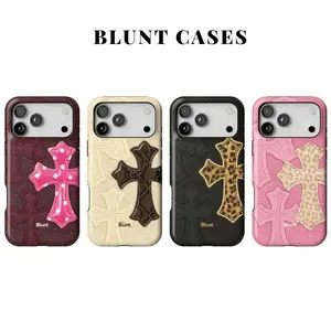 Trendy Edgy Gothic Aesthetic Cheetah Cross Pattern Design Stylish Tough Shockproof Phone Case for iPhone 11 12 13 14 15 16 17 Pro Max Plus