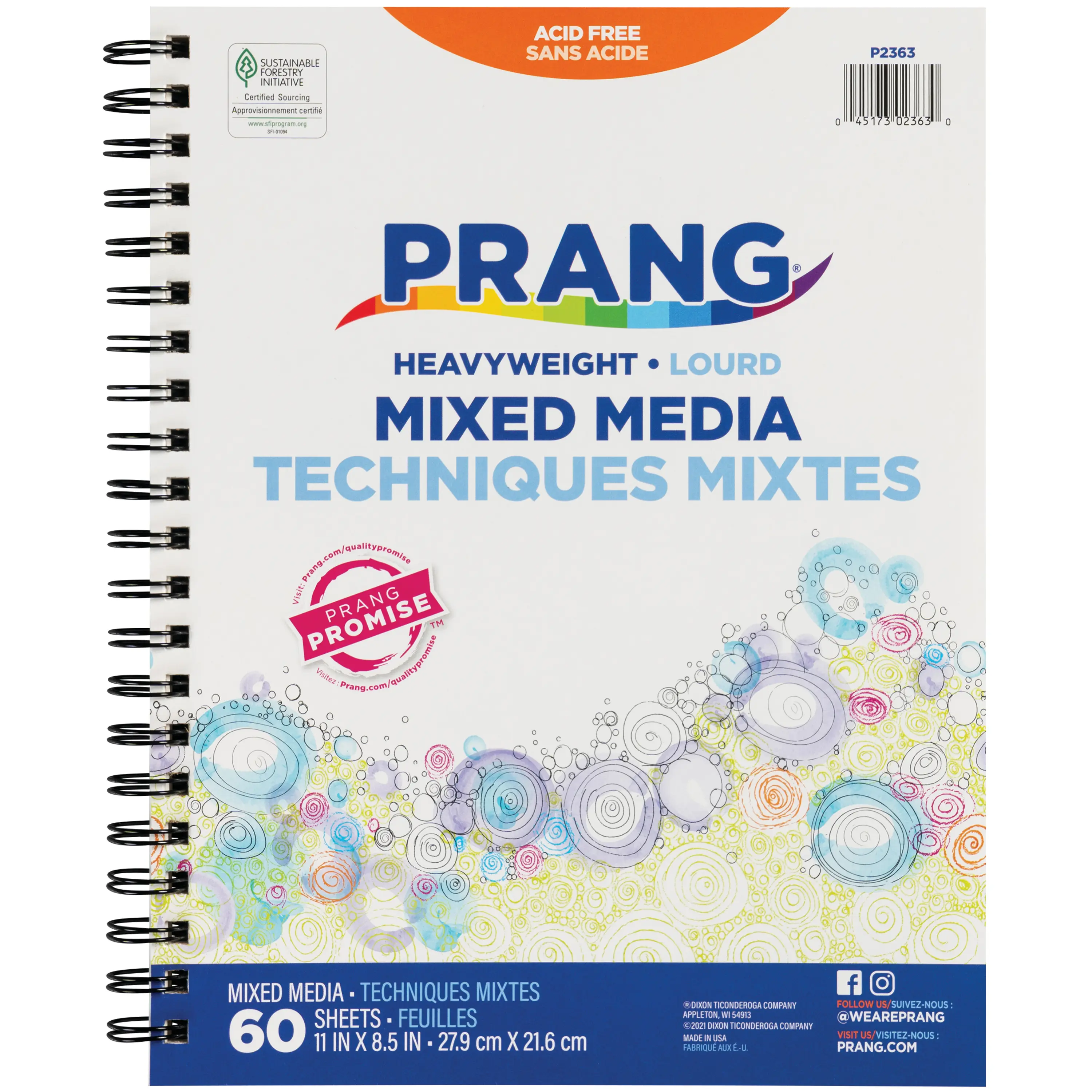 Prang Mixed Media Paper Journal Heavyweight 8.5 in x 11 in, White, 60 Sheets