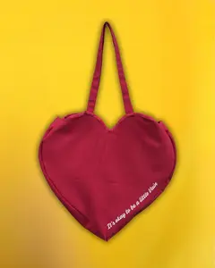 Corazón Oversized Heart-Shaped Tote Bag in 100% Canvas with "It's okay to be a little Vain" Motto Perfect for Long Trips Gym Sessions or Overnight Plans