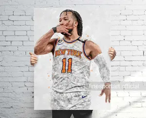 Jalen Brunson New York Basketball Paper Poster - Sports Wall Art for Man Cave, Kids Room Decor, Gift