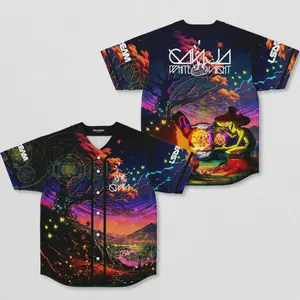 LSDream Ganja White Night Edition Rave Baseball Jersey, Festival Outfit Trippy Graphic Baseball Jersey Button Up Streetwear Oversized, 420 Lover Graphic Shirt, Gift For Fan Bass Heads/EDM Electronics Music