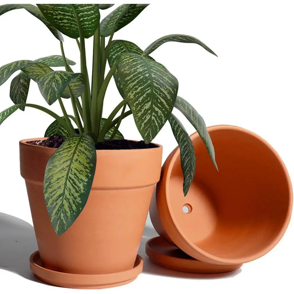 8 Inch Clay Pot for  with  - 2 Pack Large Terra Cotta  Pot with Drainage Hole, Clay Planters Pot, Terracotta pot for Indoor Outdoor