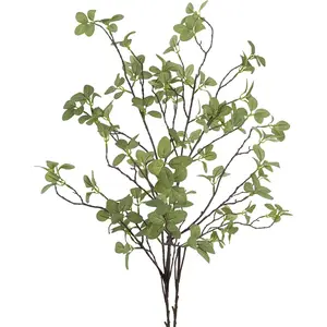 2pcs 41.3'' Tall Artificial Greenery Stems, Fake Ficus Branches Faux Twig Leaf Plants for Home Garden Shop Office Desk Decoration
