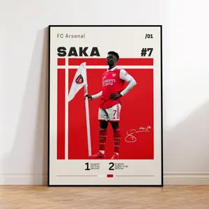 Bukayo Saka Poster, FC Arsenal Poster, Saka Fan Gift, Sports Poster, Football Player Poster, Soccer Wall Art, Sports Bedroom Posters V4
