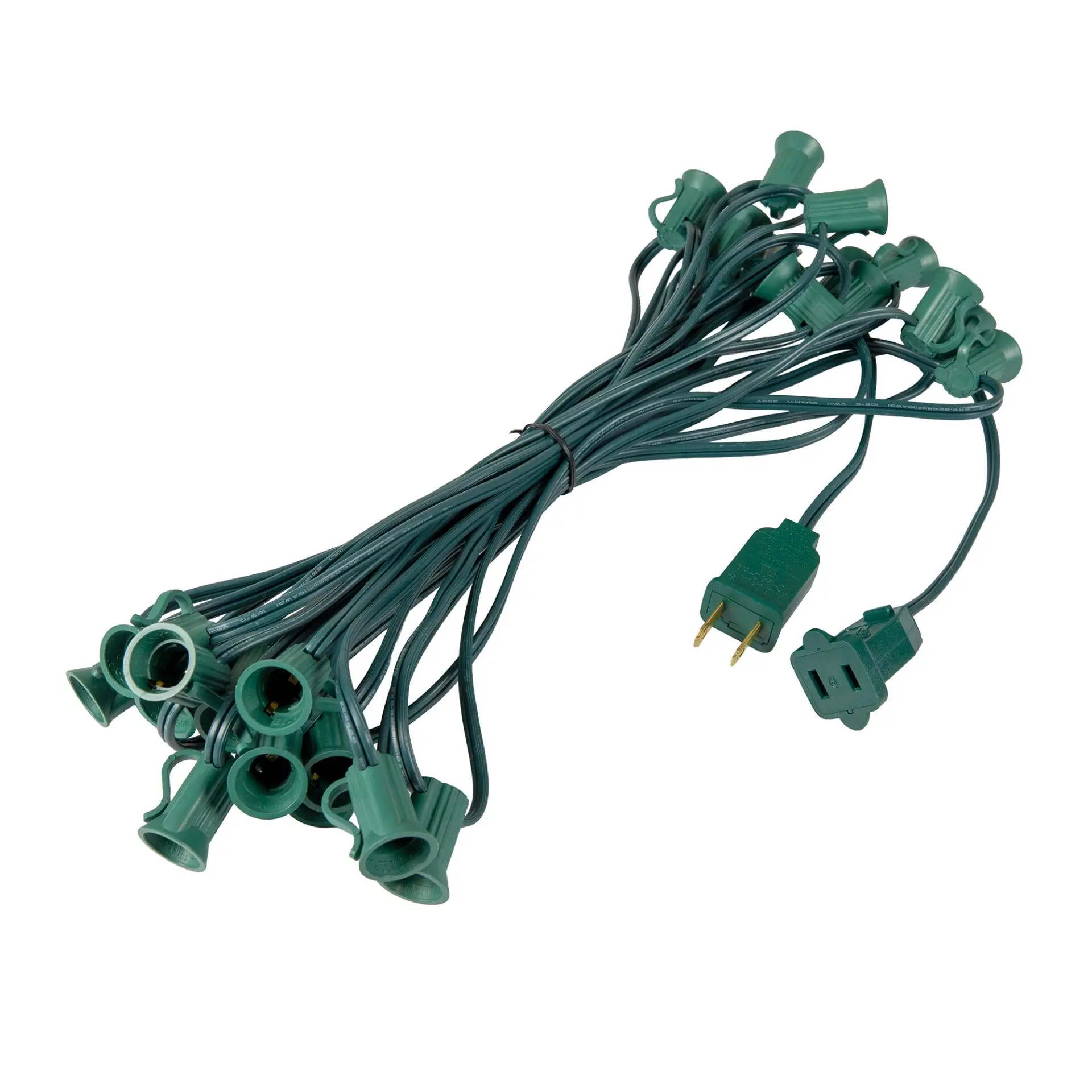 Festive Living 25-Foot C7 Light Stringer, Green Wire with 25 E12 Candelabra Sockets, Indoor/Outdoor Connectable Christmas Light Cord, Bulbs Not Included