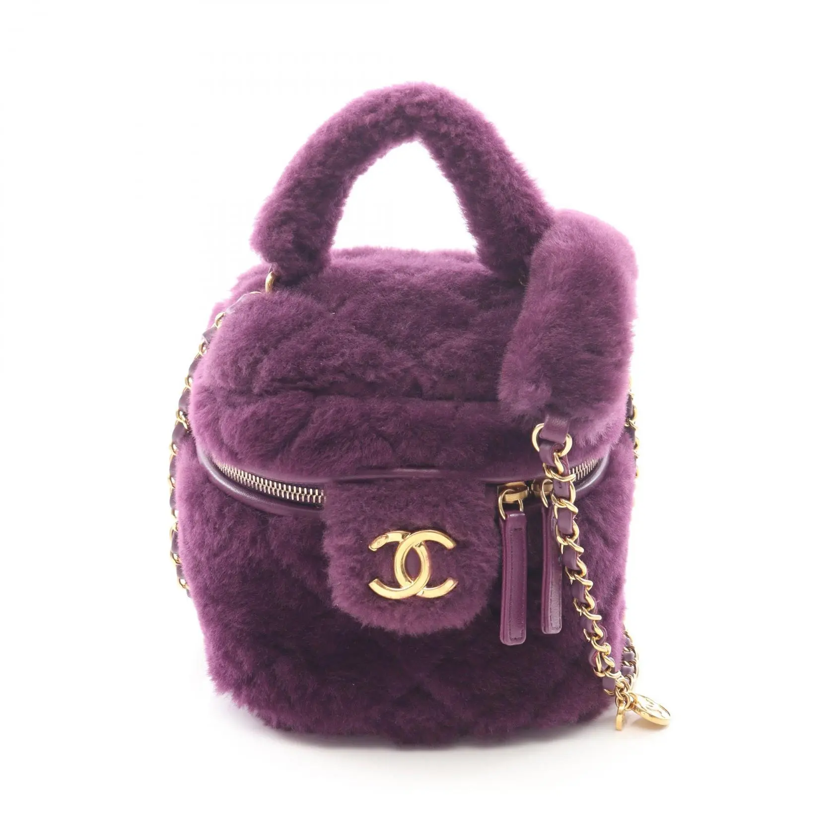 Pre-owned CHANEL Lambskin Tote Bags Matelasse Shearling Shoulder Bag