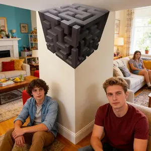 3D Wall Sticker Illusion, Creates Impossible Corners, Reality-Altering Wall Decoration, Modern Home Decor, Corner Wall Sticker with 3D Effect