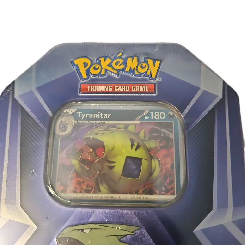 pokemon trading card game tyranitar Pokemon Trading Card Game V Strikers Tyranitar V Tin Set [5 Booster Packs &  Promo Card] – PokeOrder.com