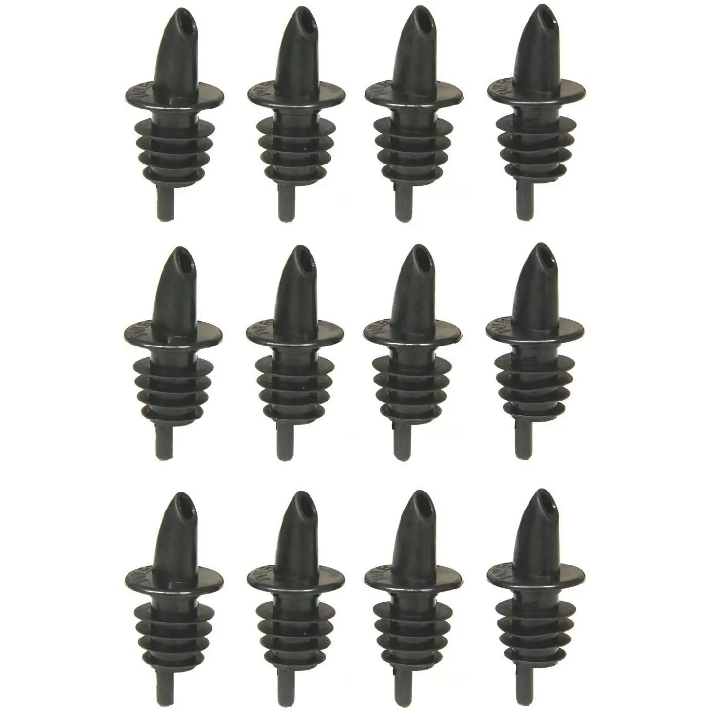 Tablecraft Free Flow Pourers, 2.5 X 1.25 Inch, 12 Count, Black Tablecraft