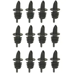 Tablecraft Free Flow Pourers, 2.5 X 1.25 Inch, 12 Count, Black Tablecraft