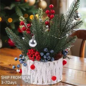 11.8 Inch Christmas Decorations Red Berry Pine Cones Christmas Mini Pine Tree Christmas Tree Christmas Home Desktop Decorations Window Christmas Decorations Indoor Christmas Holiday Party