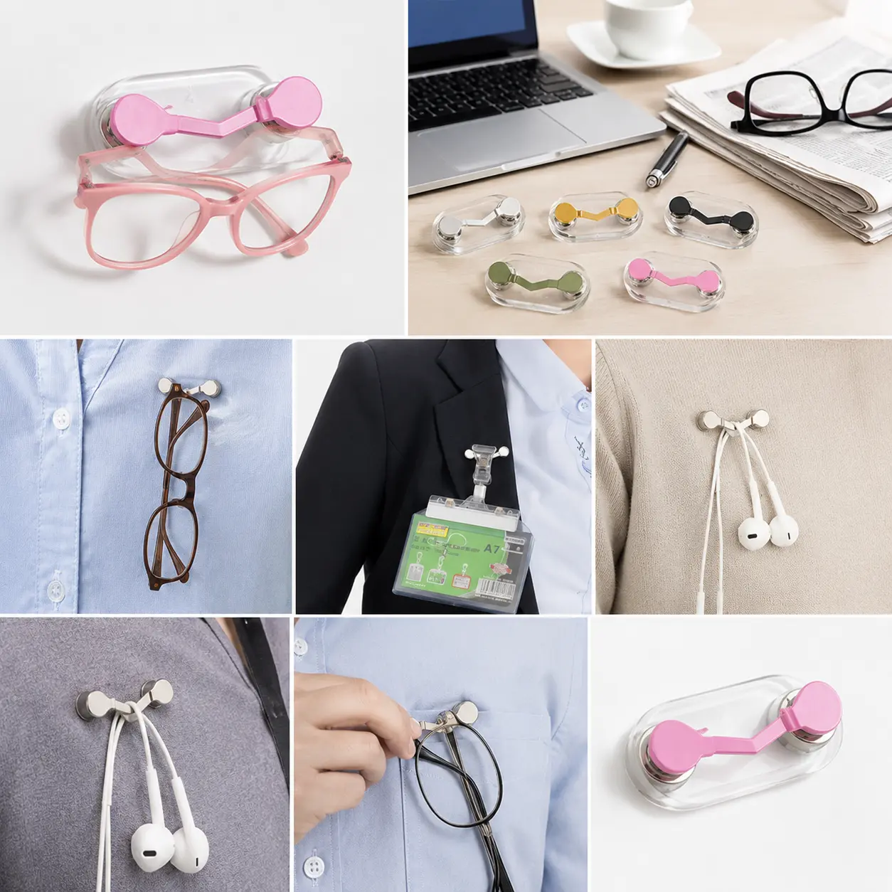 Magnetic Glasses Holder – Strong Grip Eyewear Clip for Readers, Sunglasses & Blue Light Glasses