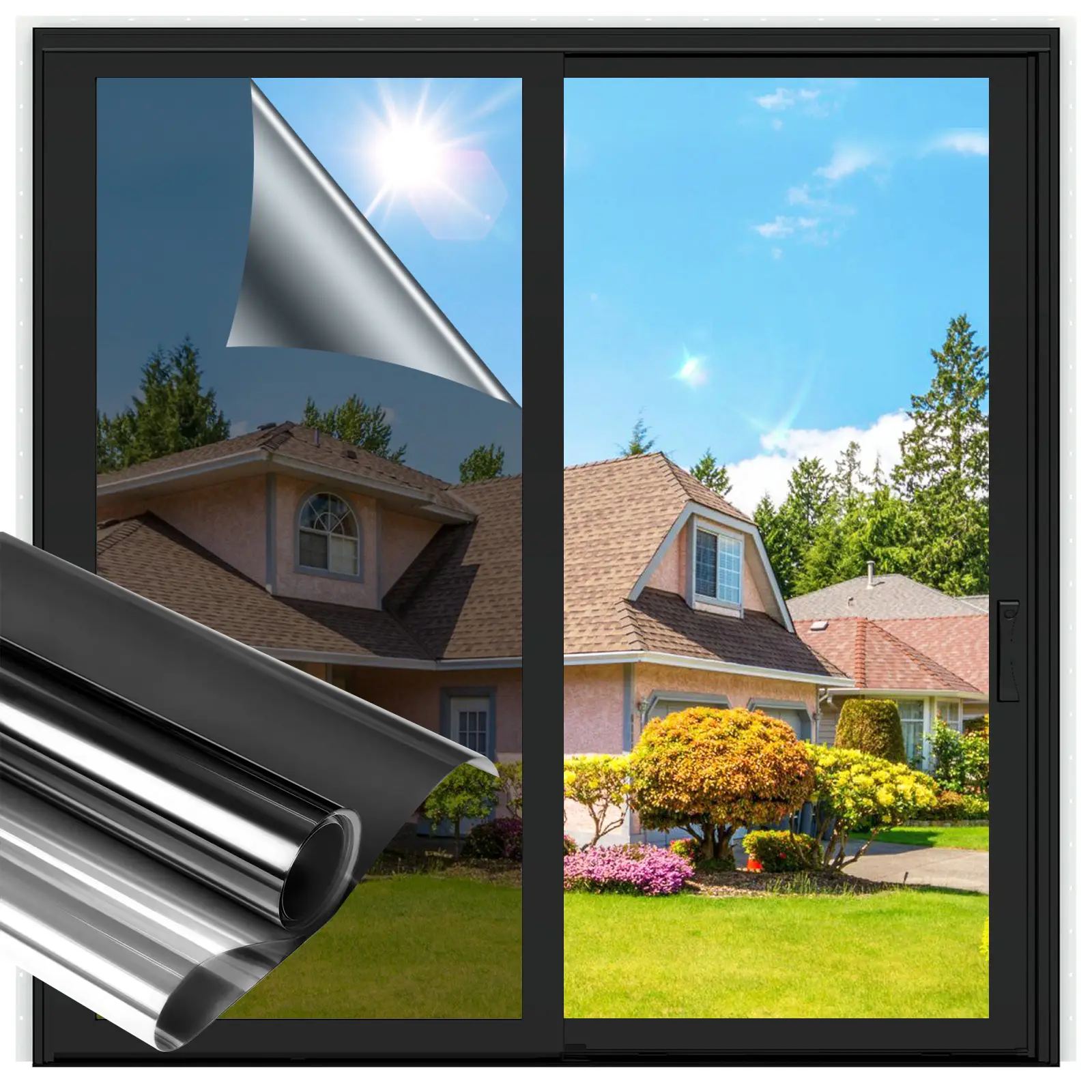 Lentorgi Thermal Control Window Film, Window Tint Sun Shading and UV Protection, One Way Privacy Mirror Reflective Film, Explosion Proof Premium PET M