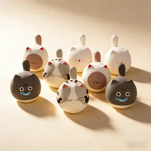 Cute Handmade Ceramic Cat Figurines Kawaii Home Decor Adorable Design Versatile for Shelves Desks or Centerpiece Perfect Gift for Cat Lovers