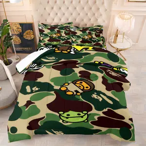 Bape Camouflage Print Comforter Set, Soft Comfortable Warm Bedding Set, Includes 1 Quilt and 1/2 Pillowcases, Perfect Gift for Teens