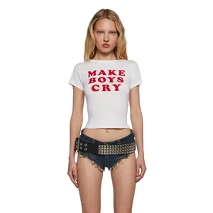 Cute Boy Tears Graphic Tee - White