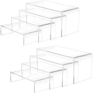 8 count  Display Risers(8.5",8",7.5",7") ,Clear Product Stand,Cupcakes Holder Dessert Display Transparent Showcase Stands, Candy Bar Risers,  Lifts Display for Figures