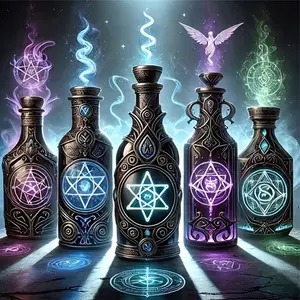 1PC 5D diamond painting 2D flat printing Diamond Painting Kit Magic Potion Bottles with Runes and Mythical Symbols DIY Art Craft for Home Decor Adults Kids Gift 5D Full Drill Embroidery Cross Stitch