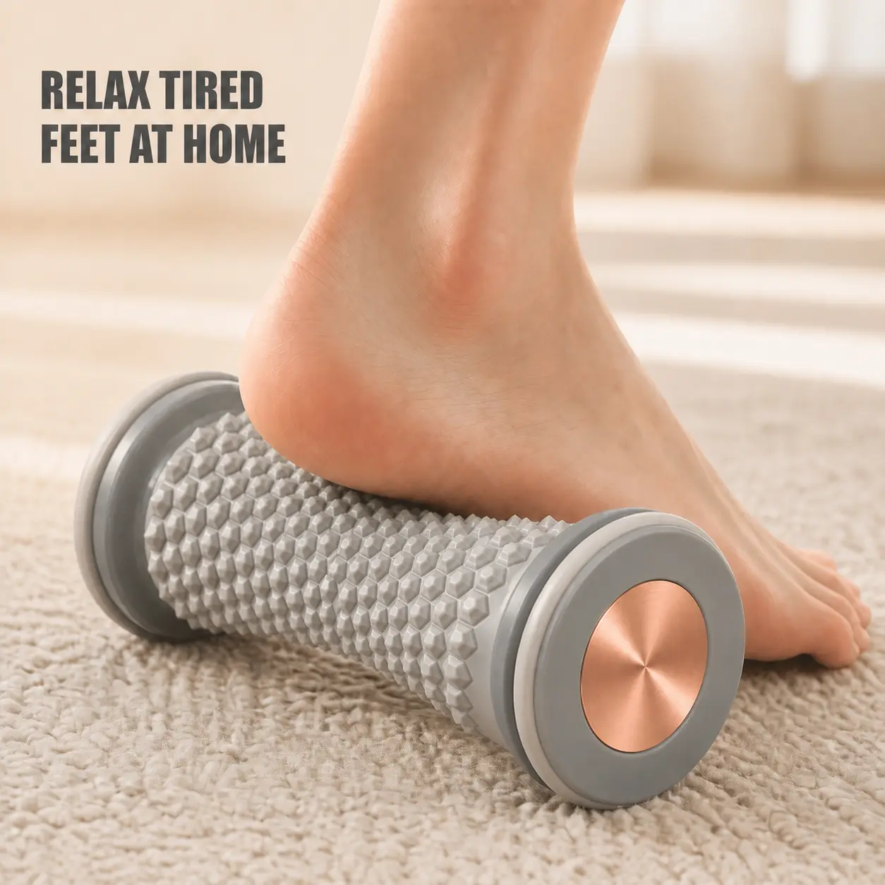 Manual Foot Massage Roller - 17cm Cordless Roll, Textured TPE, Arch-Targeting Contoured Fit, Compact Home Massager for Foot & Muscle Relief, Heel Relaxation Gift for Party Bags