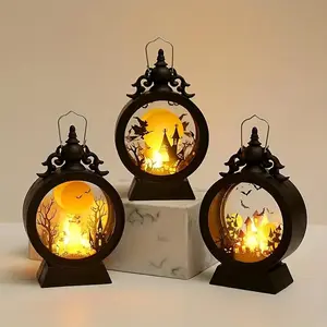 Halloween Themed Hanging Light, Vintage Lighted Lantern Shaped Hanging Light, Decorative Light for Home Party Festival, Ornaments