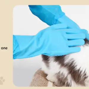 Three-In-One Thick Pet Grooming Silicone Gloves, 2 Pairs, High-Density Tooth Design, Five-Finger Design, Ideal for Cat Dog Bathing and Massage