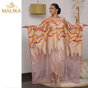 2pcs Dubai African Brocard Boubou Dress With Soft Lining For Women Evening Party Sewing Dashiki Embroidery Lace Long Robe