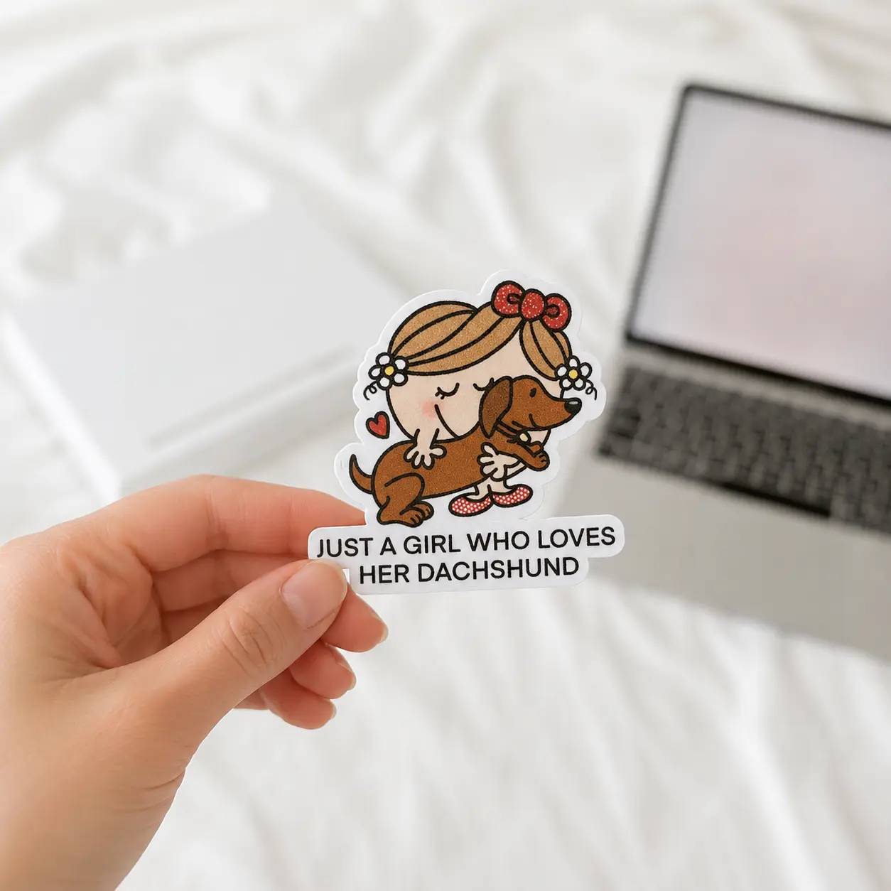 Dachshund Sticker Girl Loves Dachshund