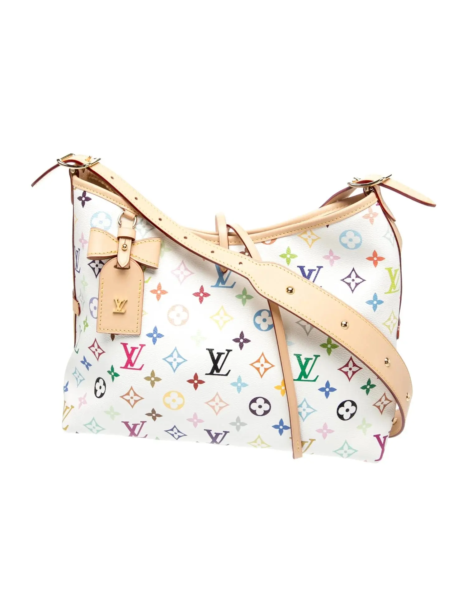 Pre-owned Louis Vuitton canvas Shoulder bags $3450 2025 LV X TM Monogram Multicolor CarryAll PM White