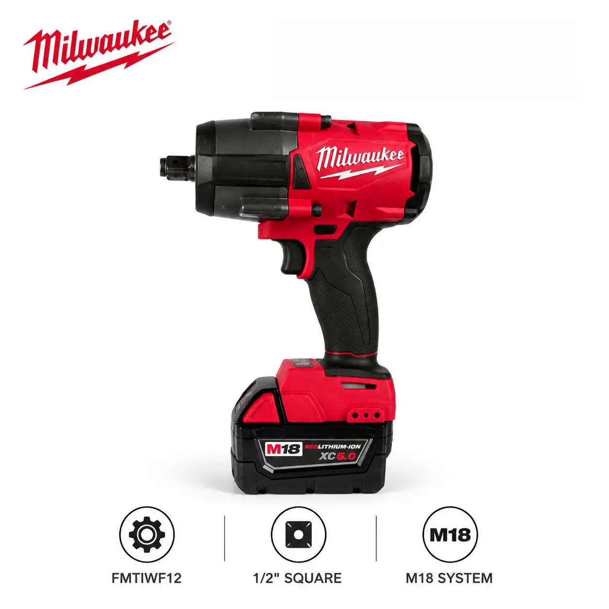 Milwaukee M18 FMTIWF12 1000Nm Impact Wrench 1/2 Inch Square Drive Cordless Power Tool For Auto Repair Garage Workshop Industrial Equipment Service And Construction Jobs Featuring Adjustable Speed Modes Powerful Torque And Fast Bolt Removal nut brushless