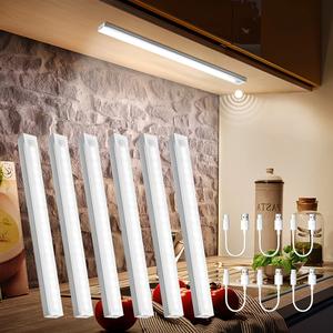 6pcs magnetic under-cabinet led lights, rechargeable, human-sensor, ideal for kitchen, bedroom, closet, sink area - modern downlighting with long-lasting lithium polymer batteries, under cabinet lighting|modern underlighting|rechargeable battery, le