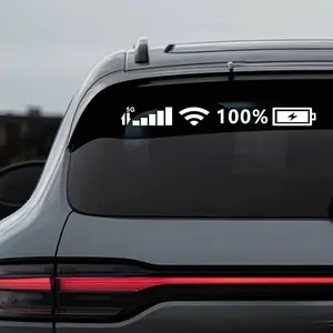 Reflective Car Stickers with 5g Signal Wifi Battery Phone Icon, Premium Pet Material Funny Cute Windshield Decor, Creative Stylish Auto Exterior Accessories, Personalized Interesting Vehicle Window Decoration Ornaments for Daily Car Styling