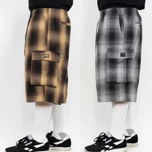 FB County Men's Checker Cargo Shorts Baggy Plaid Shorts