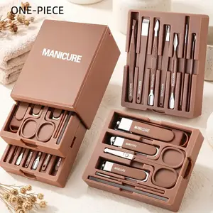 13-Piece Nail Art Tool Set, Multi-Functional Beauty Kit with Makeup Mirror, Compact Storage, Perfect Gift for Holidays