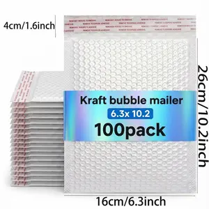 50/100 Pcs 6.3x10.2 Inch Bubble Mailers, Self-Sealing Padded Shipping Envelopes - Waterproof Tear-Resistant Bags for Mailing Jewelry, Cosmetics & Small Gifts