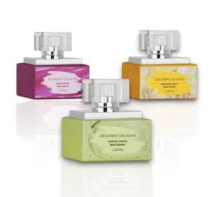 Lattafa Decadent Delights Multi-Pack EDP, 50 ML Unisex Wear Fragrance Bundle (Choco Pista, Passion Fruit, Raspberry Macaron) with Pistachio, Lychee, Raspberry & Vanilla Notes