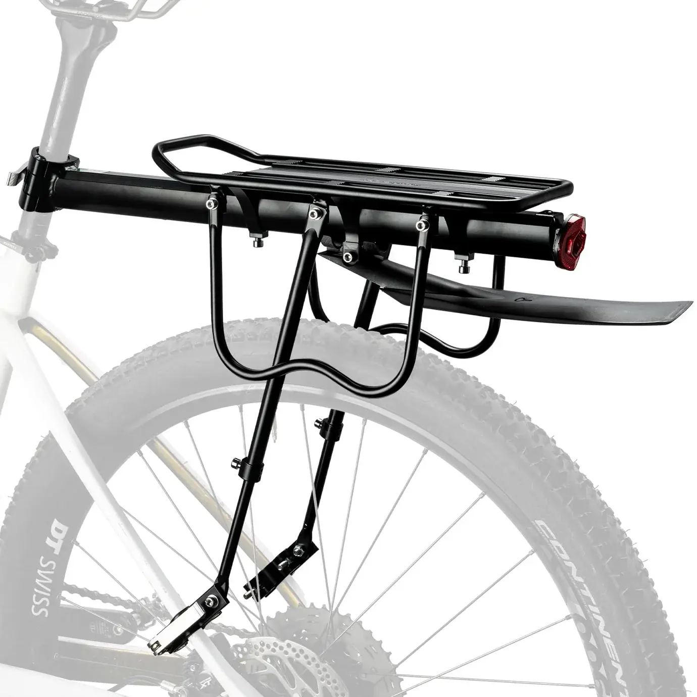 ROCKBROS Rear Bike Rack Bike Cargo Rack Adjustable Bicycle Luggage Carrier Rack Rear Quick Release Mountain Bike Pannier Rack with Elastic Band and Reflector, Most 165 lbs Capacity