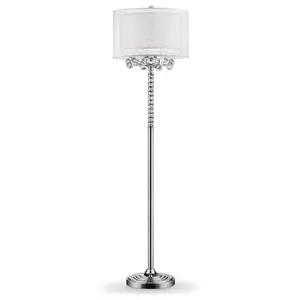 YYDS 62.5" Tall Floor Lamp "Moiselle", Silver and Crystal Accents, Silvery Shade